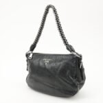 PRADA Logo Leather Chain Shoulder Bag Hand Bag Black BR4370 Used - 图片 3