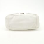 PRADA Triangle Logo Leather Nylon Shoulder Bag White Beige - 图片 5