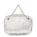 MIU MIU Leather Glitter Pouch Cosmetic Pouch Silver 5ND001 Used - 图片 2