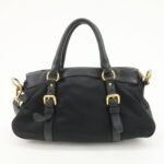 PRADA Nylon Leather 2WAY Bag Hand Bag Shoulder Bag Black BN2032 - 图片 2