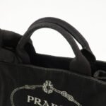 PRADA Logo Canapa Mini Canvas Tote Bag Hand Bag Black BN2439 Used - 图片 6