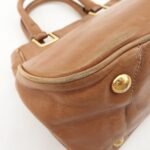 PRADA Logo Leather Ribbon 2Way Bag Hand Bag Brown BN2245 Used - 图片 14
