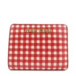 MIU MIU Logo Leather Bi-fold Compact Wallet Red 5MV204 Used