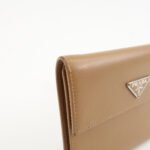 PRADA Triangle Logo Saffiano Leather Trifold Wallet Brown Used - 图片 11