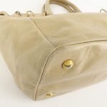 PRADA Triangle Logo VITELLOSHINE Leather 2Way Bag Beige BN1921 - 图片 9