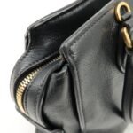 PRADA Leather 2Way Bag Shoulder Hand Bag Black Gold Used - 图片 16