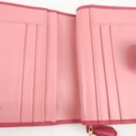 PRADA Logo Leather Bi-Fold Wallet Small Wallet Pink 1ML018 Used - 图片 22