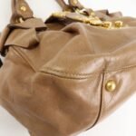MIU MIU Leather Side Ribbon 2Way Bag Hand Bag Beige Gold - 图片 11