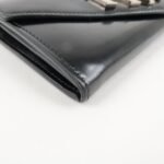 PRADA Leather Bi-Fold Long Wallet Black Silver Hardware 1MH037 Used - 图片 6