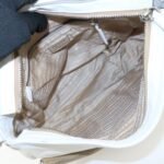 PRADA Triangle Logo Leather Nylon Shoulder Bag White Beige - 图片 19
