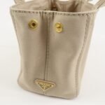 PRADA Logo Canapa Mini Canvas Tote Bag Hand Bag Beige 1BG439 Used - 图片 21
