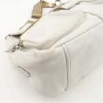 PRADA Triangle Logo Leather Nylon Shoulder Bag White Beige - 图片 10