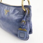 PRADA Leather Shoulder Bag Hand Bag Blue BR4984 Used - 图片 14