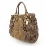 PRADA Nylon Leather 2WAY Bag Shoulder Bag Hand Bag Brown Khaki BN1793 - 图片 3