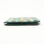 PRADA Leather Compact Wallet Floral Print Green Gold HDW 1MV204 Used - 图片 5