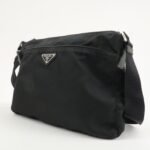 PRADA Triangle Logo Nylon Leather Shoulder bag Black - 图片 3