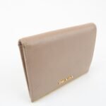 PRADA Logo Saffiano Leather Bi-Fold Small Wallet Beige 1MV204 Used - 图片 4