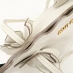 MIU MIU Leather Flower Tote Bag Hand Bag White 5BG054 Used - 图片 20