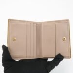 PRADA Logo Saffiano Leather Bi-Fold Small Wallet Beige 1MV204 Used - 图片 15