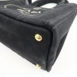 PRADA Canapa Mini Canvas 2Way Hand Bag Tote Bag Black 1BG439 Used - 图片 10