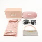 MIU MIU Metal Rhine Stone Sunglasses Black Silver 01E-580 46□19 - 图片 18