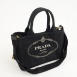PRADA Canapa Mini Canvas 2Way Hand Bag Tote Bag Black 1BG439 Used - 图片 4