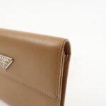 PRADA Triangle Logo Saffiano Leather Trifold Wallet Brown Used - 图片 10