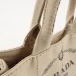 PRADA Logo Canapa Mini Canvas Tote Bag Hand Bag Beige 1BG439 Used - 图片 9
