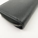 PRADA Saffiano Leather Round Zippy Key Case Black 2PG604 Used - 图片 9