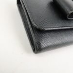PRADA Saffiano Leather Flap Bi-Fold Long Wallet Black Gold 1MH132 Used - 图片 6