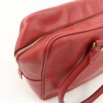 PRADA Triangle Logo Saffiano Leather Boston Bag Hand Bag Red BL0095 Used - 图片 19