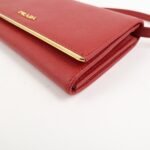 PRADA Saffiano Leather Shoulder Long Wallet Red 1M1437 - 图片 11