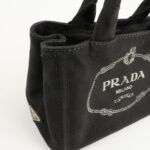 PRADA Canapa Mini Canvas 2Way Hand Bag Tote Bag Black 1BG439 Used - 图片 15