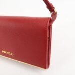 PRADA Saffiano Leather Shoulder Long Wallet Red 1M1437 - 图片 15