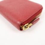 PRADA Triangle Logo Round Zippy Coin Case Red 1MO268 Used - 图片 9