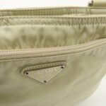 PRADA Triangle Logo Nylon Shoulder Bag Crossbody Bag Beige B7372 Used - 图片 16