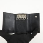 PRADA Triangle Logo Saffiano Leather Key Case Black 1M0222 Used - 图片 13