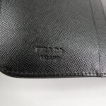 PRADA  Nylon Saffiano  Leather Bi-fold Round zippy Wallet Black Used - 图片 21