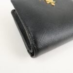 PRADA Saffiano Leather Bi-Fold Wallet Black Red Gold 1ML018 Used - 图片 6