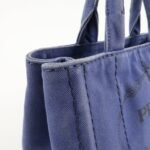 PRADA Logo Canapa Canvas 2Way Tote Bag Hand Bag Navy B2642B Used - 图片 16