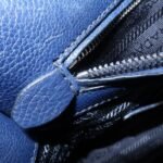 PRADA Triangle Logo Leather 2Way Bag Tote Bag Hand Bag Navy B2625M - 图片 22