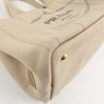 PRADA Logo Canapa Mini Canvas Tote Bag Hand Bag Beige 1BG439 Used - 图片 12