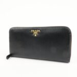 PRADA Vitello Move Leather Round Zippy Wallet Black 1ML506 Used - 图片 3
