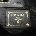 PRADA VITTELLO PHOENIX Triangle Logo Leather Shoulder Bag Black 1BC051 Used - 图片 24