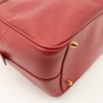 PRADA Triangle Logo Saffiano Leather Boston Bag Hand Bag Red BL0095 Used - 图片 11