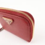 PRADA Triangle Logo Round Zippy Coin Case Red 1MO268 Used - 图片 13