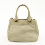 PRADA Logo Ribon Leather 2WAY Tote Bag Hand Bag Beige Gold HDW BN2245 Used - 图片 2