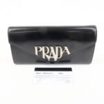 PRADA Leather Bi-Fold Long Wallet Black Silver Hardware 1MH037 Used - 图片 24