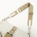 PRADA Triangle Logo Leather Nylon Shoulder Bag White Beige - 图片 7