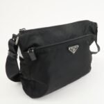 PRADA Triangle Logo Nylon Leather Shoulder bag Black - 图片 4